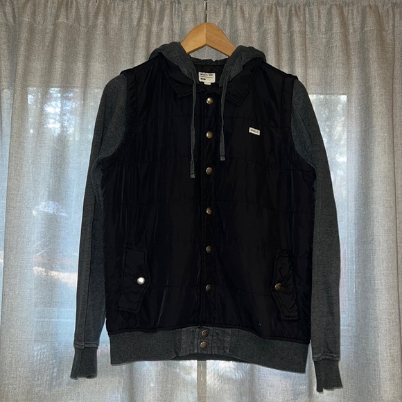 EUC RVCA Women’s Snap Front Hoodie / Quilted Vest Lightweight Combo Jacket - Picture 1 of 6